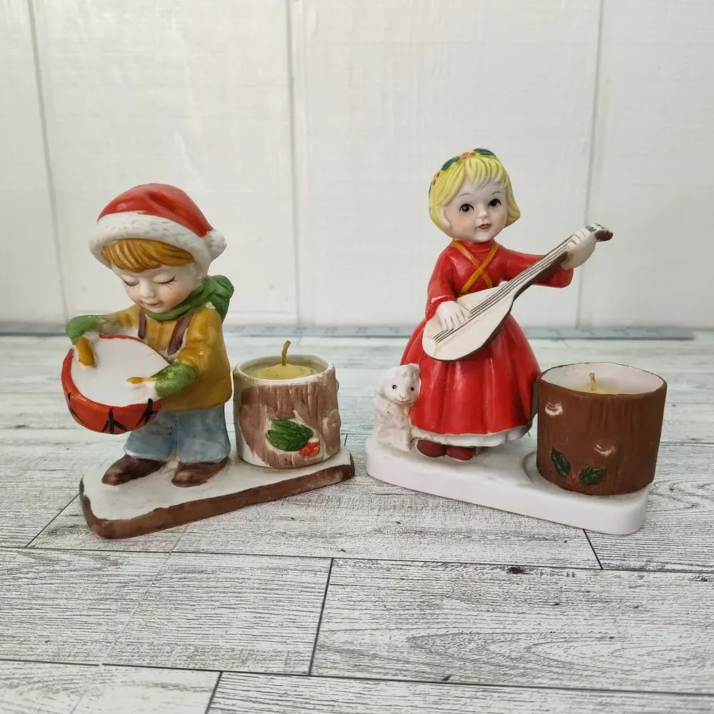 Verona Vergasi Christmas Tea‎ Light Candle Holder Pair Porcelain 5